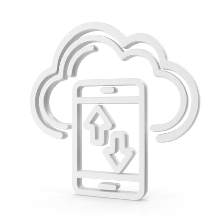 A white cloud with a phone and arrow on it