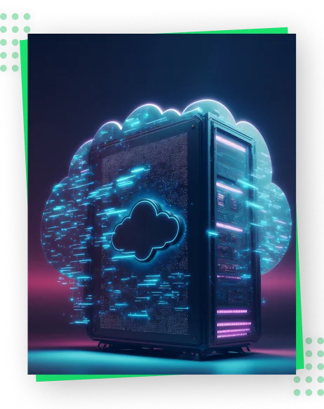 A computer on a cloud with another cloud on top