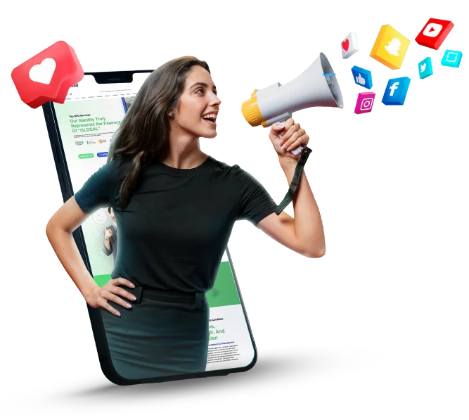 a girl holding a megaphone